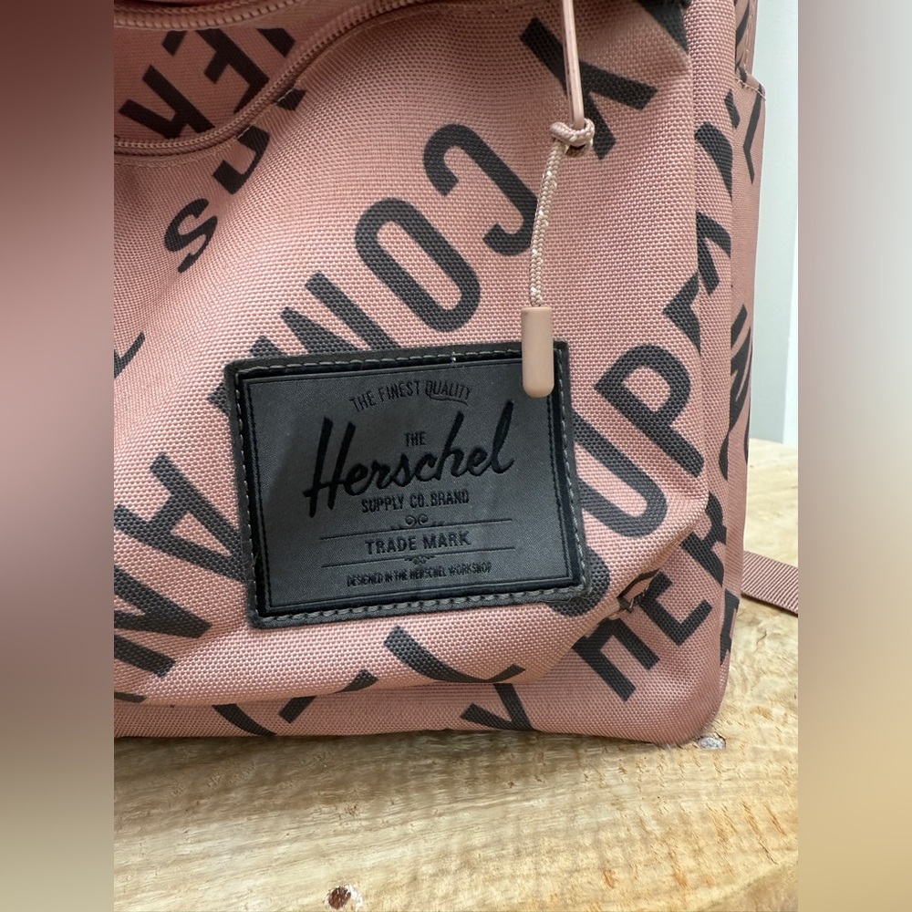 Herschel Supply Co Settlement Mid Backpack Ash Rose Pink Black Logo Print - Picture 6 of 11